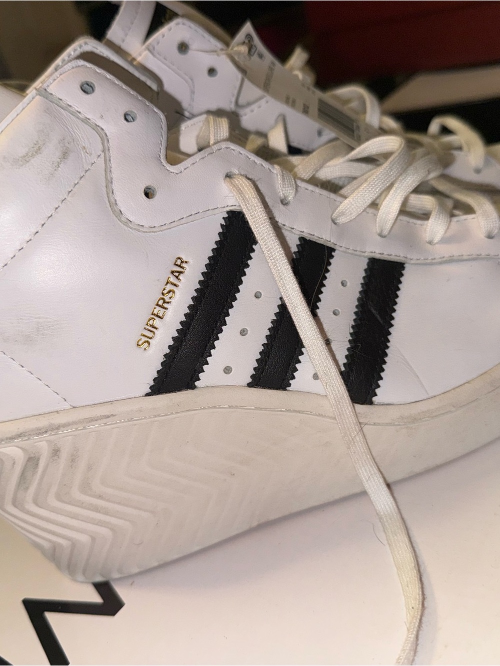adidas wedge White & Black Superstar Low-Top Sneakers